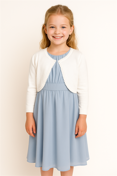 Little My Tilde – Hvid strikbolero med blondekant
